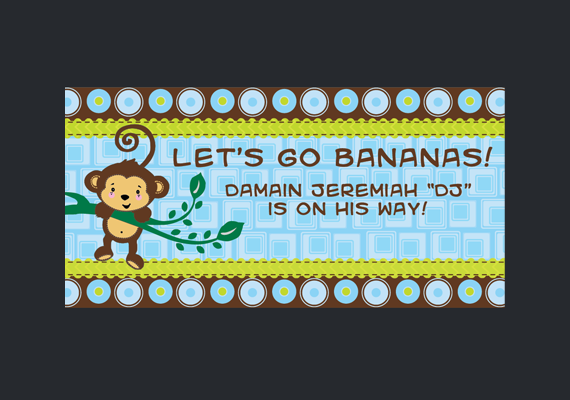 Banner for Baby shower.  The theme is not my design, I created this banner to match the theme the client was using.